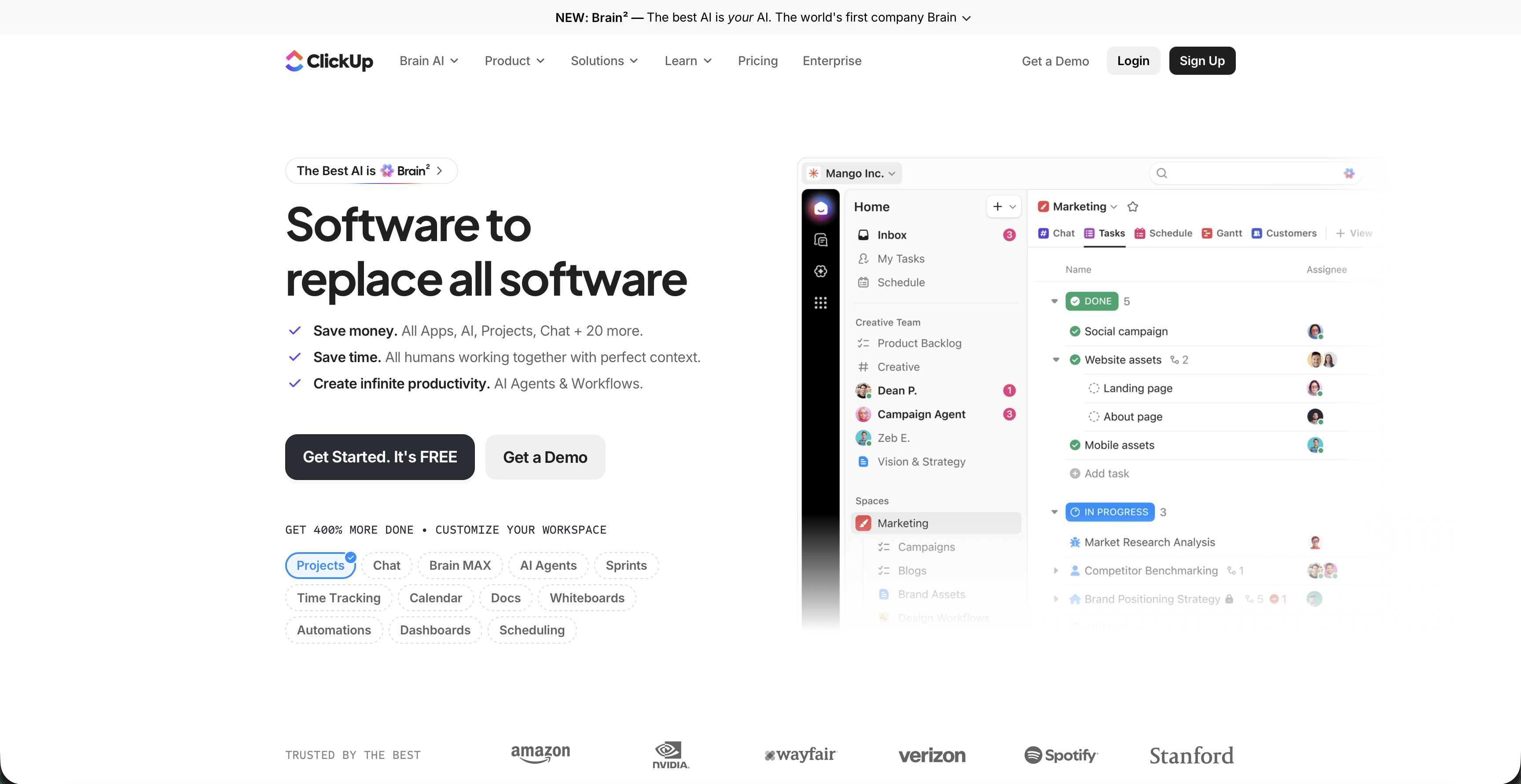 ClickUp website preview