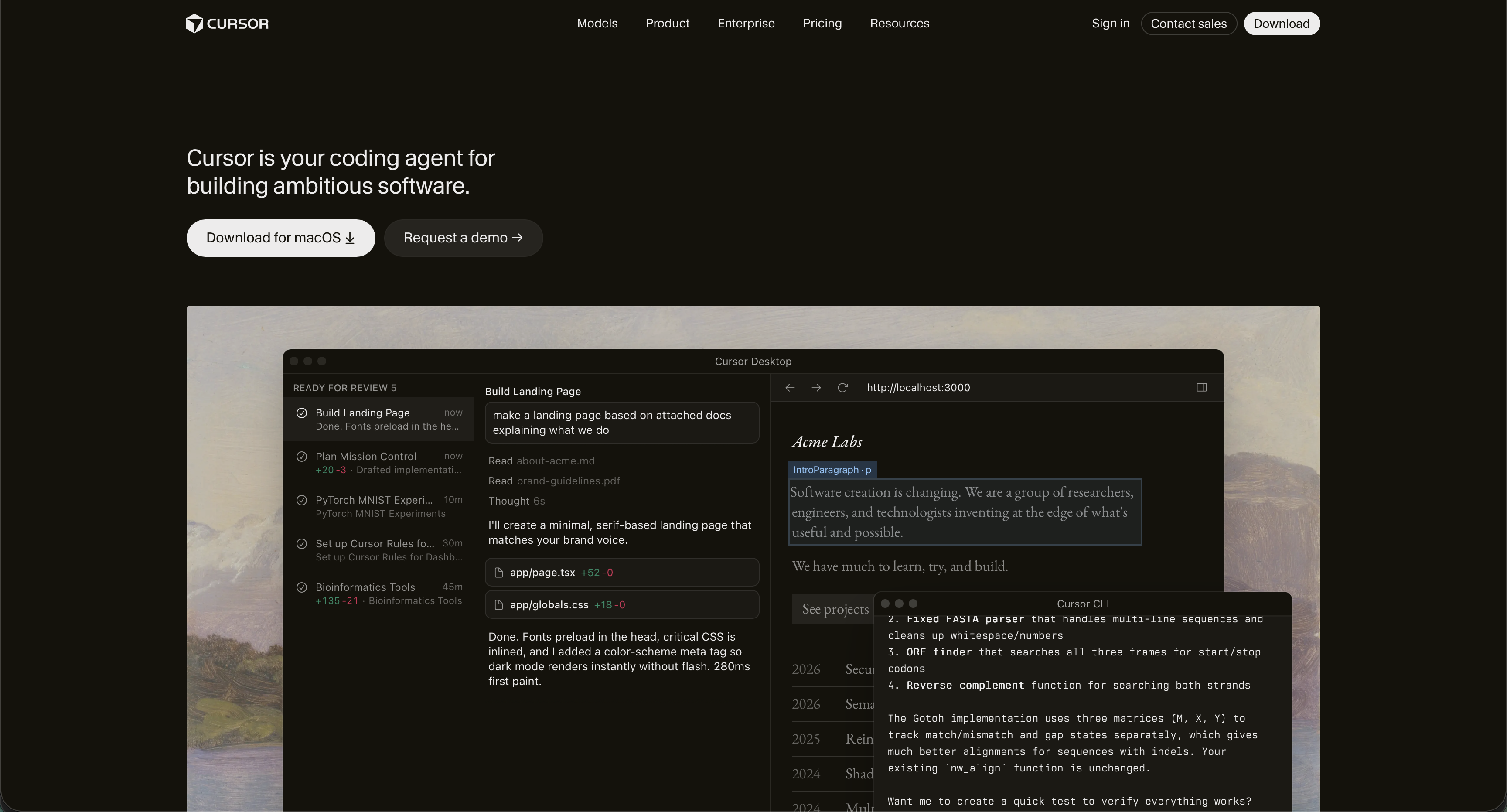 Cursor website preview