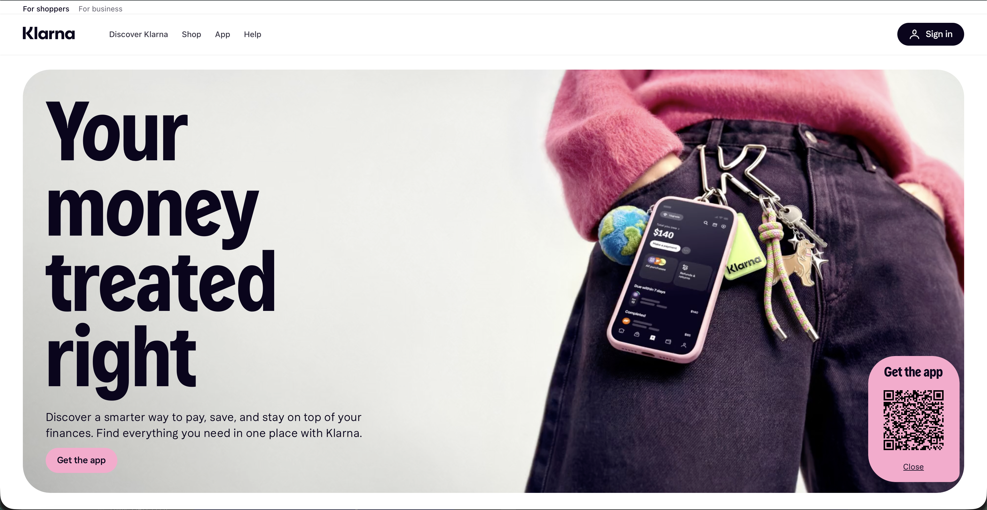 Klarna website preview