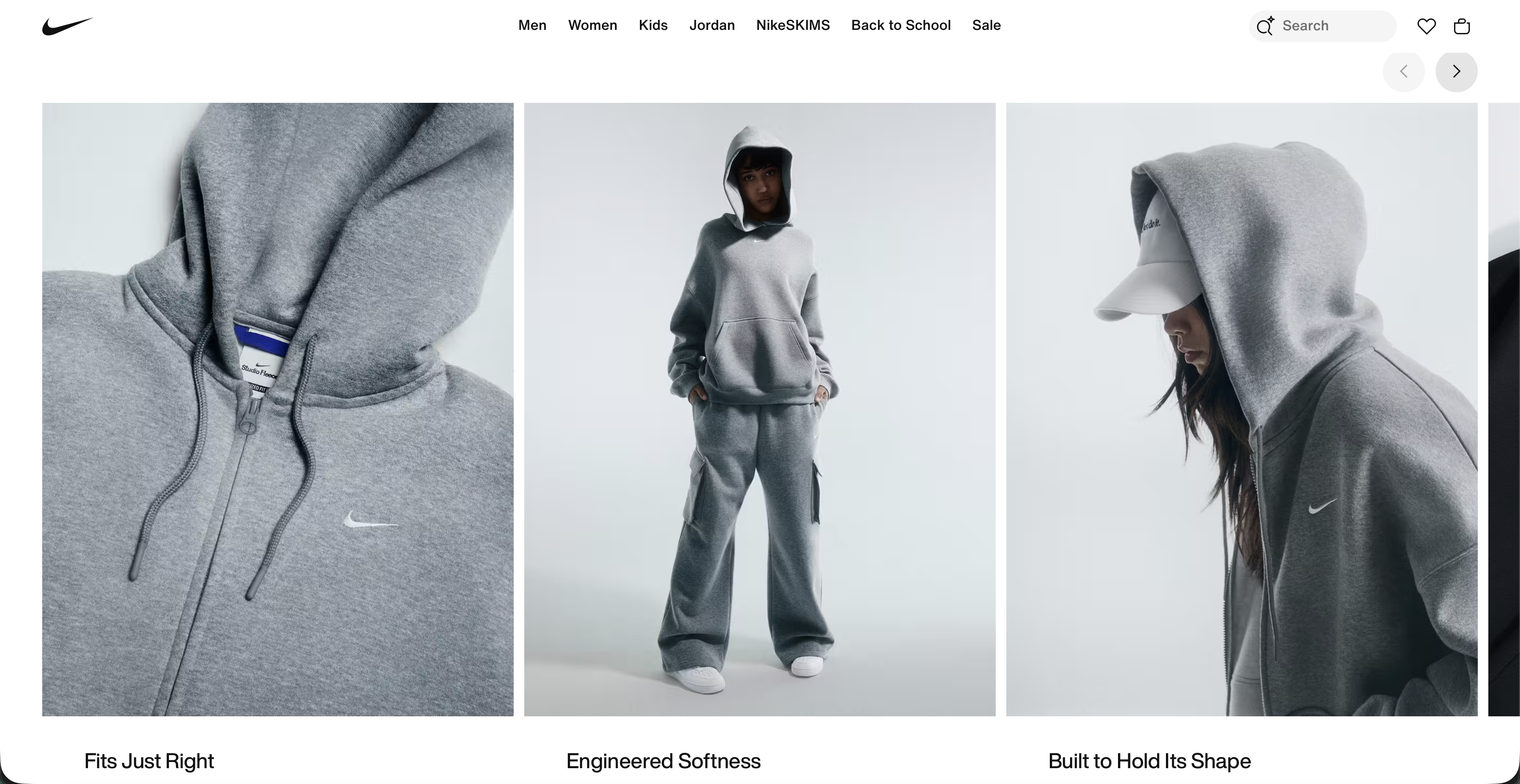 Nike website preview