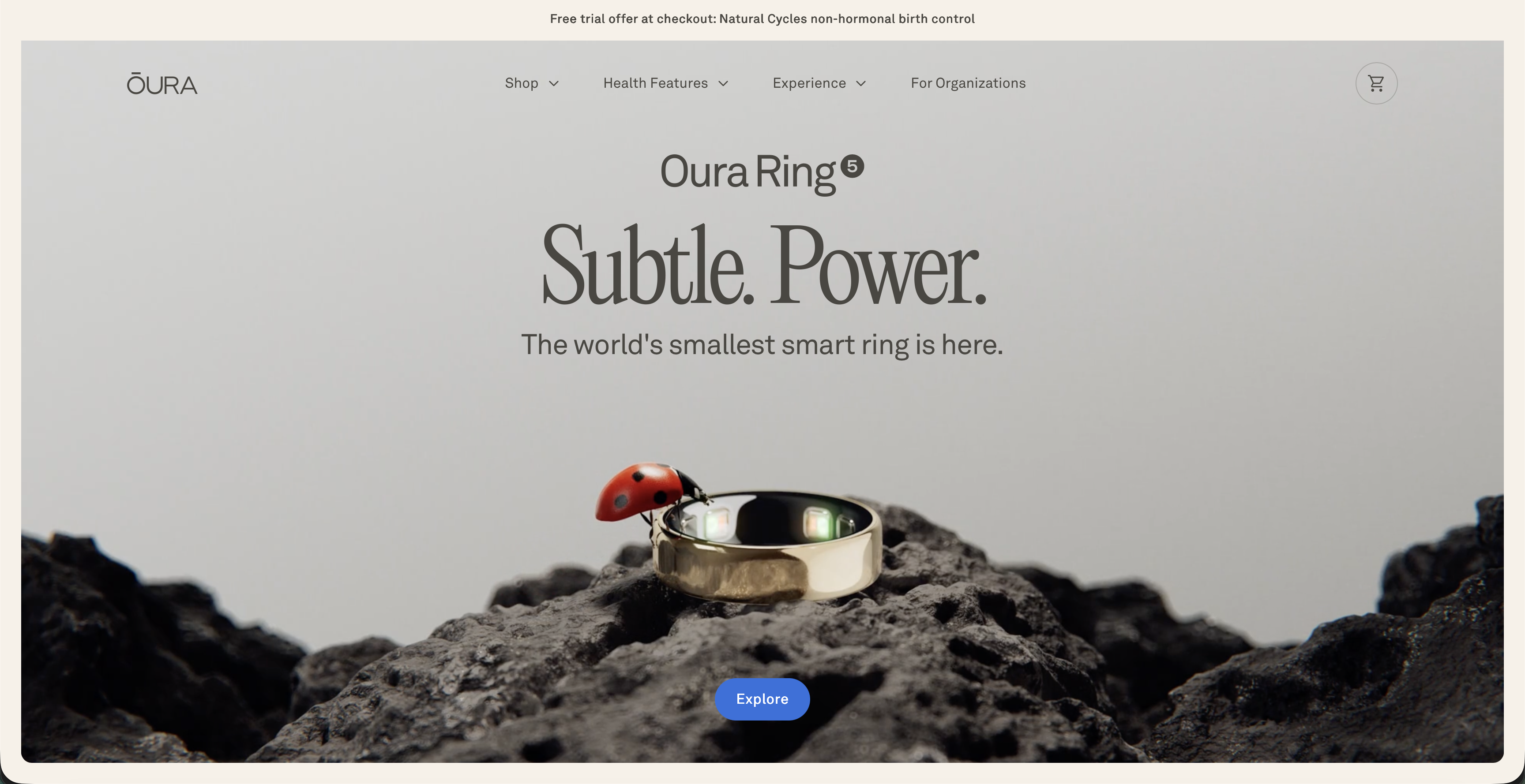 Oura Ring website preview