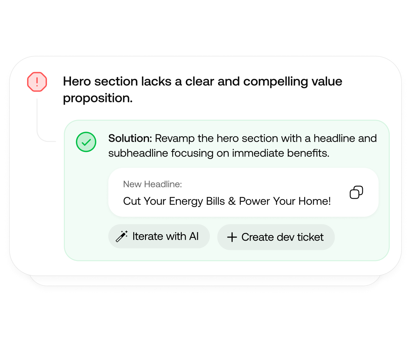 Action plan with prioritized headline and CTA suggestions
