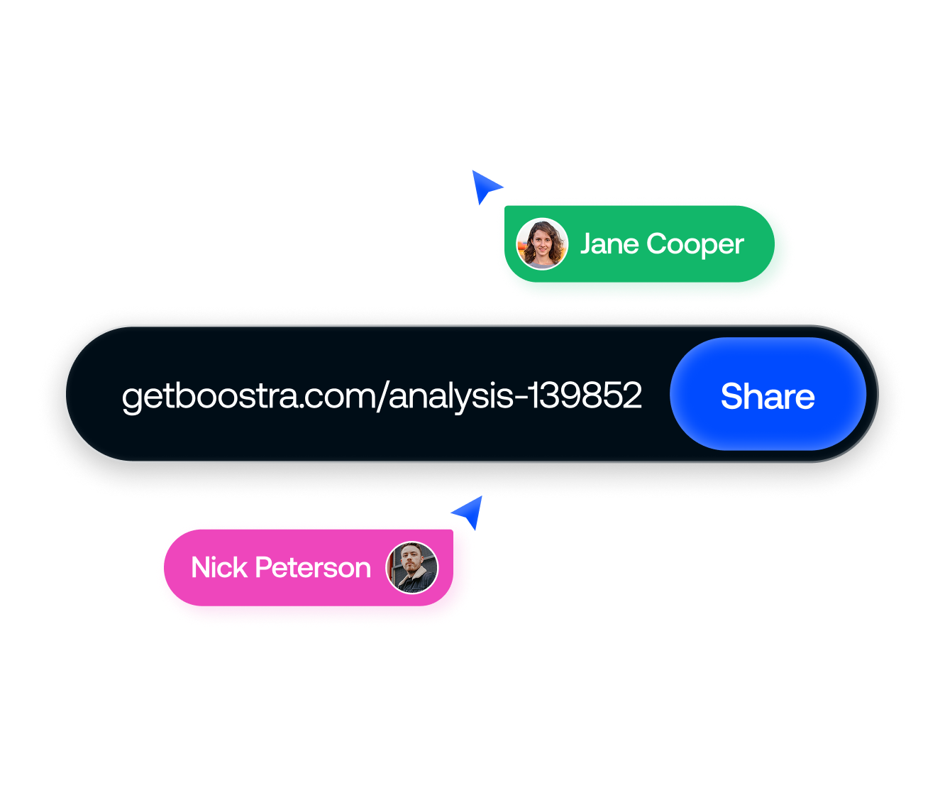 Shareable Boostra analysis link with team collaborators