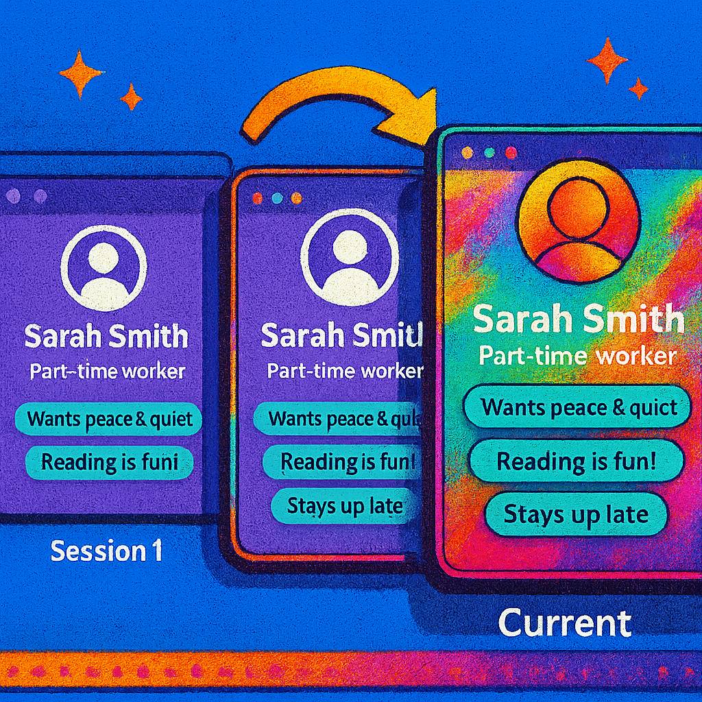 A timeline view showing how a user persona evolves based on zero-party data inputs